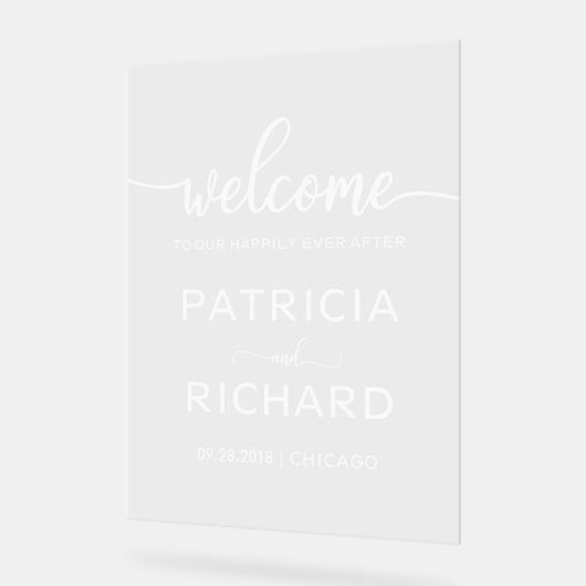 Welkom op onze Gelukkig Ooit Na Welkomstbord Acryl Bord (Hoek)