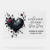 Welkom op onze grote dag gotische zwarte Roos en h Acryl Bord (Voorkant)