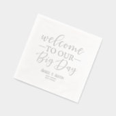 Welkom op onze grote dag zilveren bruiloft folie servetten (Links)