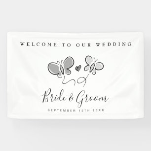 Welkom op onze leuke grillige bruiloft spandoek