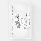 Welkom op onze leuke grillige bruiloft spandoek (Verticaal)