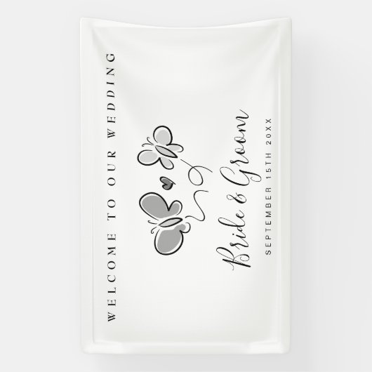 Welkom op onze leuke grillige bruiloft spandoek (Verticaal)