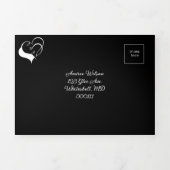 Welkom op onze liefdesverhaal zwart-wit bruiloft drieluik uitnodiging (Cover)