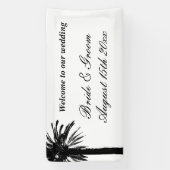 Welkom op onze palmbomen strand bruiloft aangepast spandoek (Verticaal)