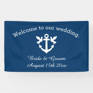 Welkom op onze stijlvolle nautisch thema bruiloft spandoek