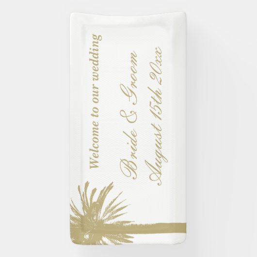 Welkom op onze strand bruiloft elegante huwelijk spandoek (Verticaal)