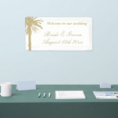 Welkom op onze strand bruiloft elegante huwelijk spandoek (Beurs)