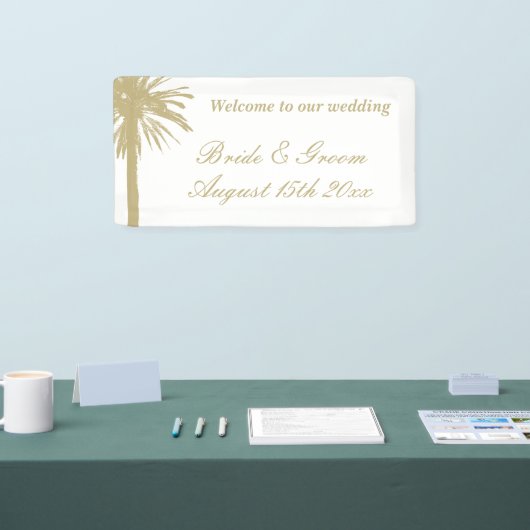 Welkom op onze strand bruiloft elegante huwelijk spandoek (Beurs)