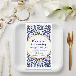 Welkom op onze trouwdag spaans italiaanse keramiek servet