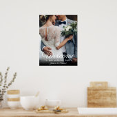 Welkom op onze trouwdag Zwart-Wit Chic receptie  Poster (Keuken)