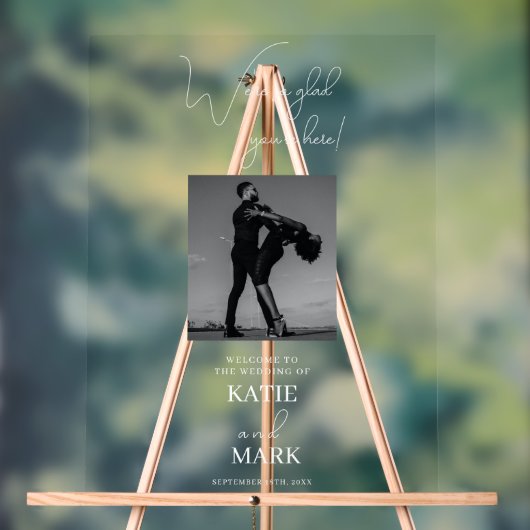 Welkom op onze trouwfoto banner Transparant Acryl Bord (Neutraal)