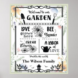 Welkom op onze tuin citaat Waterverf Poster