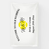 Welkom op onze unieke tennis bruiloft banner teken (Verticaal)