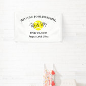 Welkom op onze unieke tennis bruiloft banner teken (Insitu)