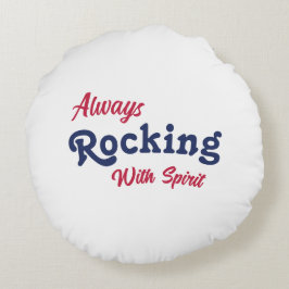 Welkom op onze veranda / altijd / rood / wit / bla rond kussen