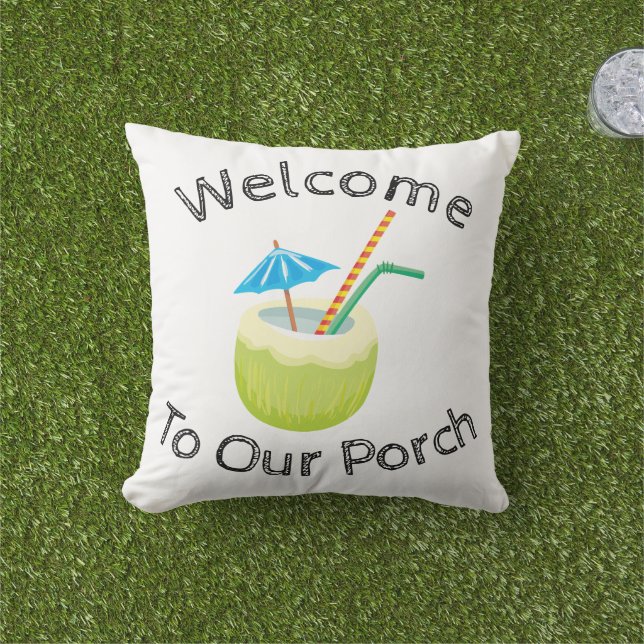 Welkom op onze veranda outdoor kussen (Gras)