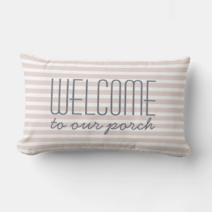 Welkom op onze veranda trendy roze citaat decorati buitenkussen