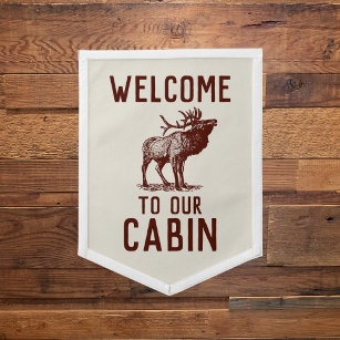 Welkom op onze Vintage van de Cabin Red Beige Buck Wimpel