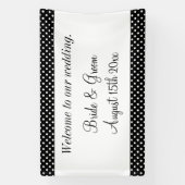 Welkom op onze zwart-witte polka dot bruiloft spandoek (Verticaal)