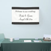 Welkom op onze zwart-witte polka dot bruiloft spandoek (Beurs)