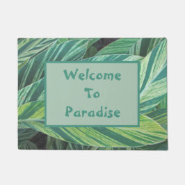 Welkom op Paradise Island Green Tropical Leaves Deurmat