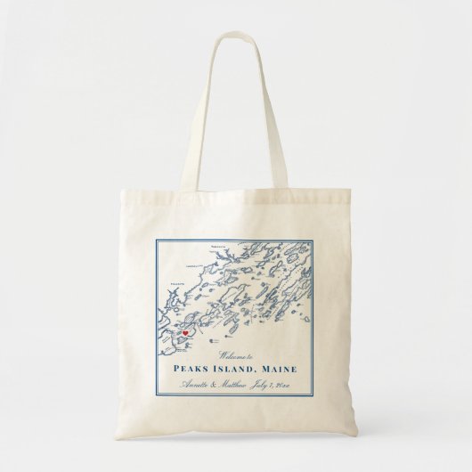 Welkom op Peaks Island Maine Casco Bay Weddenschap Tote Bag (Voorkant)
