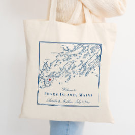 Welkom op Peaks Island Maine Casco Bay Weddenschap Tote Bag