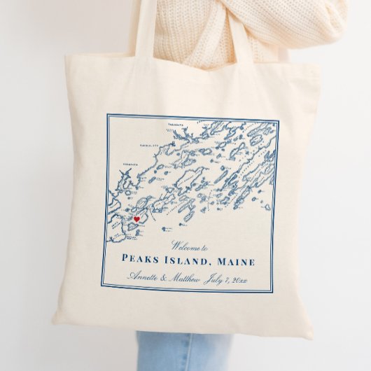Welkom op Peaks Island Maine Casco Bay Weddenschap Tote Bag