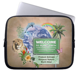 Welkom op planeet aarde laptop sleeve