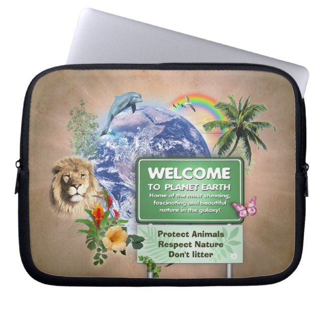Welkom op planeet aarde laptop sleeve (Voorkant)