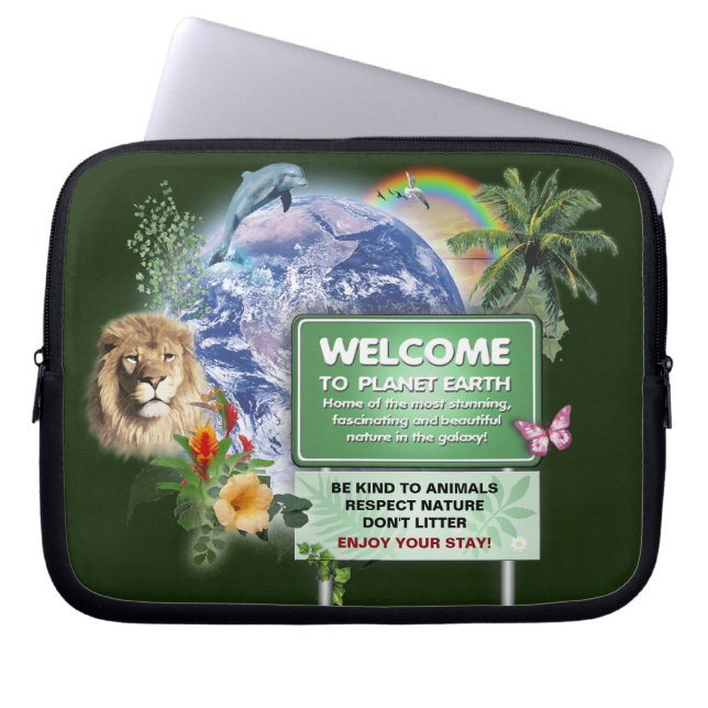 Welkom op planeet aarde  laptop sleeve (Voorkant)
