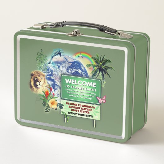Welkom op Planeet Aarde Metalen Lunchbox (Voorkant)