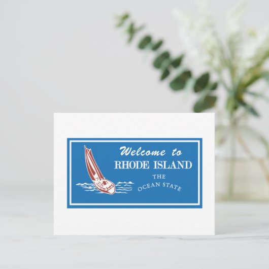 Welkom op Rhode Island - USA Road Sign Briefkaart (Staand voorkant)