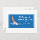 Welkom op Rhode Island - USA Road Sign Briefkaart (Voorkant / Achterkant)