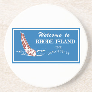 Welkom op Rhode Island - USA Road Sign Zandsteen Onderzetter