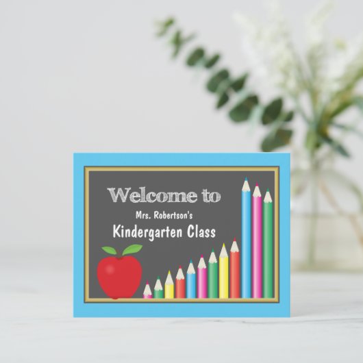 Welkom op school Kindergarten met een kleurcode Briefkaart (Staand voorkant)