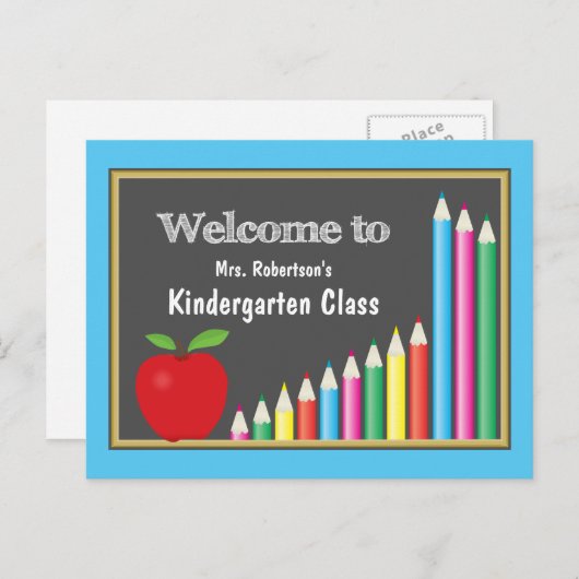 Welkom op school Kindergarten met een kleurcode Briefkaart (Voorkant / Achterkant)