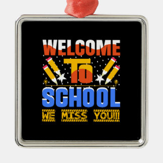 Welkom op school, we missen je. metalen ornament