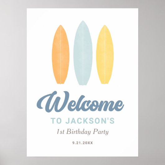 Welkom op Surfboard Birthday Party Poster (Voorkant)