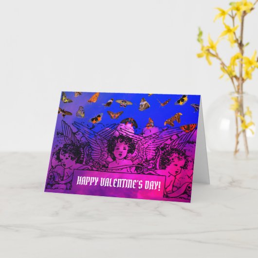 WELKOM OP VALENTIJN DAG KAART MET ENGELEN (Gele Bloem)