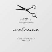 Welkom Openingstijden Kapsalon Transparant Raamsticker (Vel)