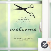 Welkom Openingstijden Kapsalon Transparant Raamsticker (Huis)