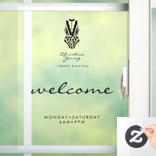 Welkom Openingstijden Lingeriewinkel Transparant W Raamsticker (Huis)