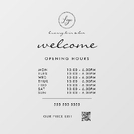 Welkom Openingstijden Logo QR Code Transparant Raamsticker