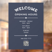 Welkom Openingstijden met QR Code Wit op Grijs Raamsticker (Vel 2)