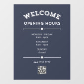 Welkom Openingstijden met QR Code Wit op Grijs Raamsticker (Vel)