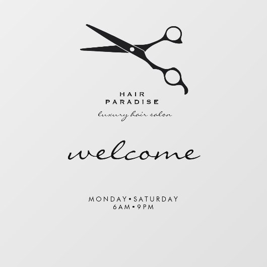 Welkom openingsuren Hair Salon Transparant Raamsticker (Vel)