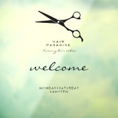 Welkom openingsuren Hair Salon Transparant Raamsticker (Vel 3)