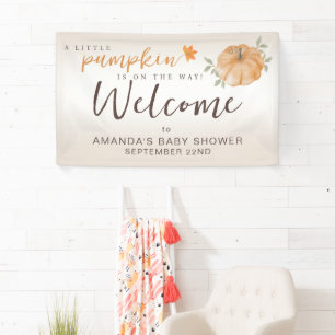 Welkom Oranje Little Pumpkin Herfst Baby shower Spandoek