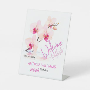 Welkom Orchidee Bloesems 60ste verjaardag Reclamebord Met Voetstuk